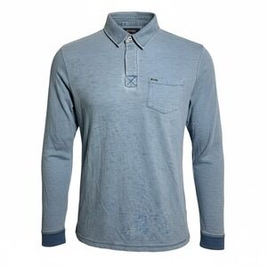 Buffalo David Bitton Men's Kimmy Long-Sleeved Polo Top w/ Pocket Blue Indigo XL